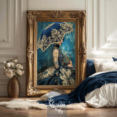 Azure Allure French Portrait & Parasol Royal Blue Seidenpapier