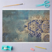 Azure Allure Patchwork Elegance, Blau mischt Seidenpapier (Basteln)