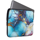 Azure & Amethyst Marble with Golden Veins Laptopschutzhülle (Vorne Rechts)