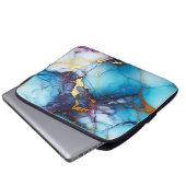 Azure & Amethyst Marble with Golden Veins Laptopschutzhülle (Vorne Knopf)