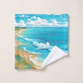 Azure Beach Calm Design Badhandtuch Set (Waschlappen)