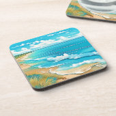 Azure Beach Calm Design Getränkeuntersetzer (Linke Seite)