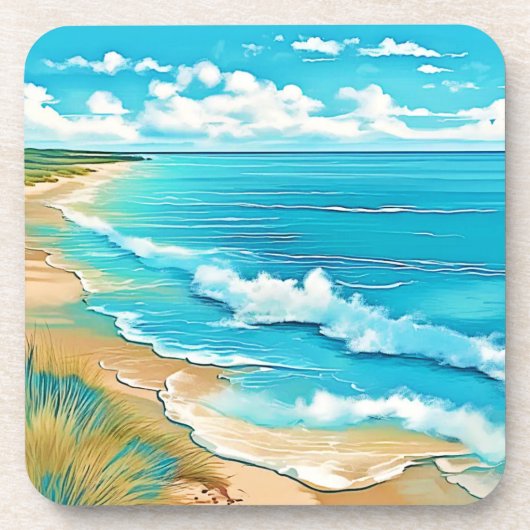 Azure Beach Calm Design Getränkeuntersetzer (Vorderseite)
