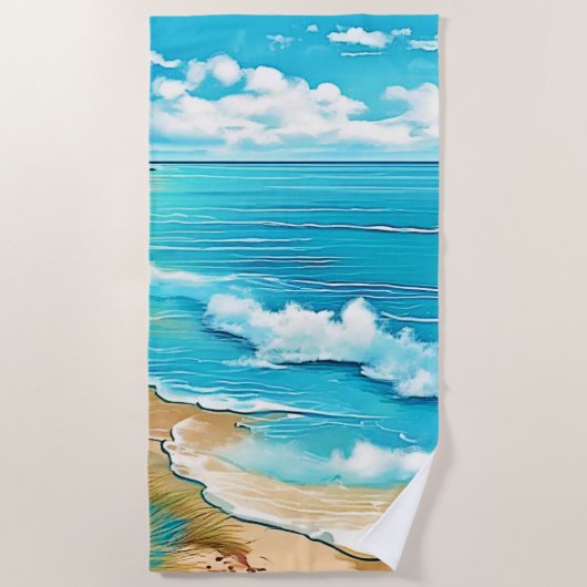 Azure Beach Calm Design Strandtuch (Vorderseite)