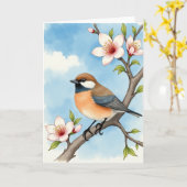 Azure Bird Branch Card Karte (Gelbe Blume)