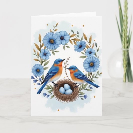 Azure Birds Nest Muttertagskarte Karte (Vorderseite)