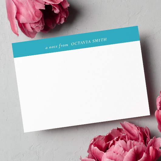 AZURE BLAUE PERSONALISIERT FAMILIENNAME MONOGRAM MITTEILUNGSKARTE