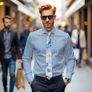 Azure Bloom Abstrakt Art Krawatte