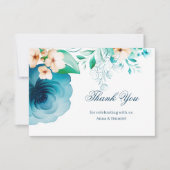 Azure Bloom blaue Hochzeit Danke Karte (Vorderseite)