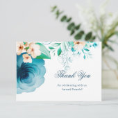 Azure Bloom blaue Hochzeit Danke Karte (Stehend Vorderseite)