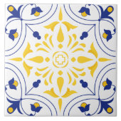 Azure Bloom Cross Yellow Ton Fliese (Vorderseite)