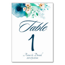 Azure Bloom Hochzeit Tischnummernkarten