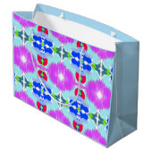 Azure Bloom Kaleidoscope Große Geschenktüte (Rückseite Schrägansicht)