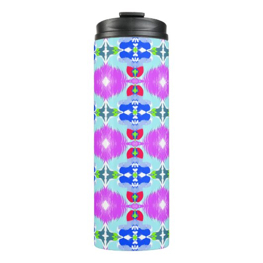 Azure Bloom Kaleidoscope Thermosbecher (Vorderseite)