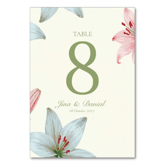 Azure Bloom Tischnummer (Rückseite)