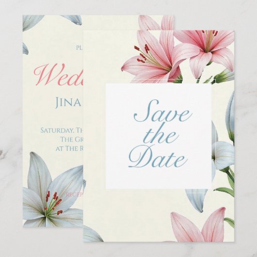 Azure Bloom V01 Einladung (Vorne/Hinten)