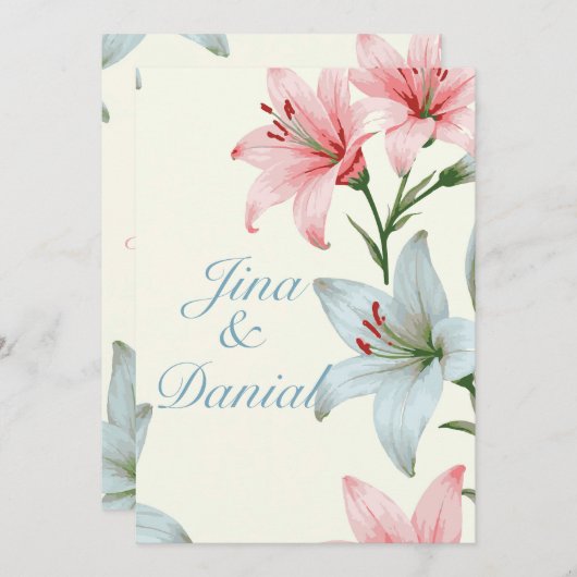 Azure Bloom V03 Einladung (Vorne/Hinten)