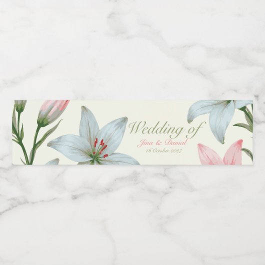 Azure Bloom Wasserflaschenetikett (Einzelnes Label)