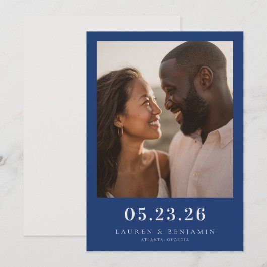 Azure Blooms Wedding Save The Date (Vorne/Hinten)