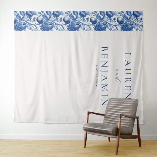 Azure Blooms Wedding Wandteppich (Beispiel (Horizontal))