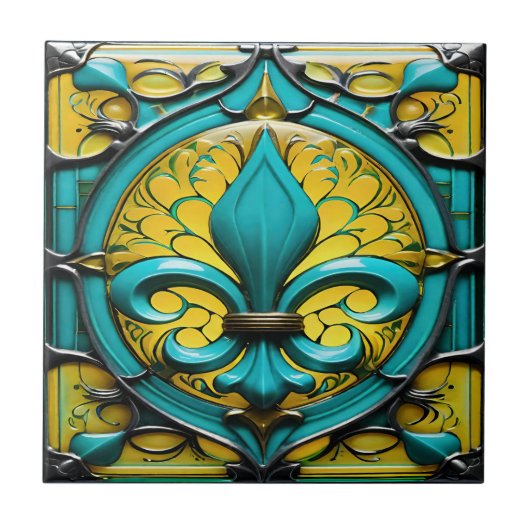 Azure Blossom Keramik Tile Fliese (Vorderseite)
