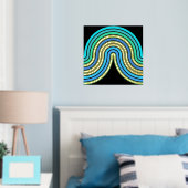 Azure Blue Abstrakt Wave Lines Art Pattern Gold Foliendrucke (In Situ (Schlafzimmer))