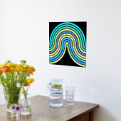 Azure Blue Abstrakt Wave Lines Art Pattern Gold Foliendrucke (Ablage(Küche))