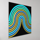 Azure Blue Abstrakt Wave Lines Art Pattern Gold Foliendrucke (Ablage )