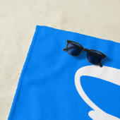 Azure Blue and White Lettering Script Strandtuch (Beispiel)