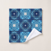Azure Blue Arabesque Muster Badhandtuch Set (Waschlappen)