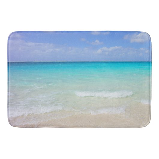 Azure Blue Caribbean Tropical Beach Badematte (Vorderseite)