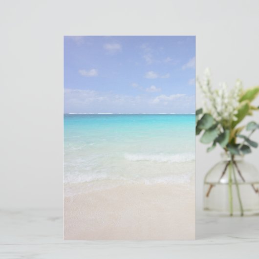Azure Blue Caribbean Tropical Beach Briefpapier (Stehend Vorderseite)