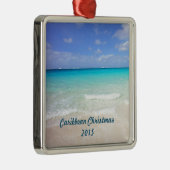 Azure Blue Caribbean Tropical Beach Christmas Silbernes Ornament (Rechts)