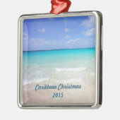 Azure Blue Caribbean Tropical Beach Christmas Silbernes Ornament (Links)