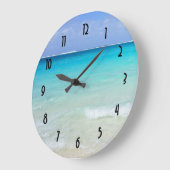 Azure Blue Caribbean Tropical Beach Große Wanduhr (Winkel)