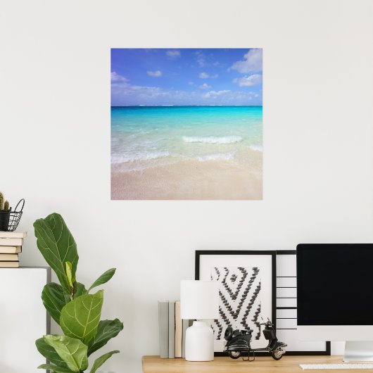 Azure Blue Caribbean Tropical Beach Poster (Heimbüro)