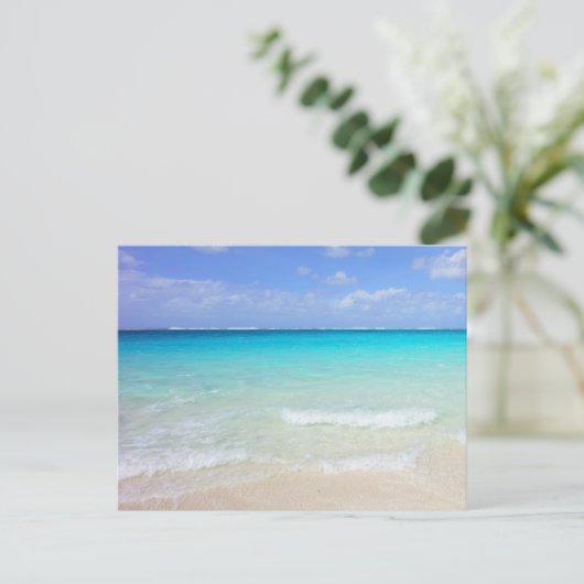 Azure Blue Caribbean Tropical Beach Postkarte (Stehend Vorderseite)