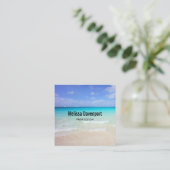 Azure Blue Caribbean Tropical Beach Quadratische Visitenkarte (Stehend Vorderseite)