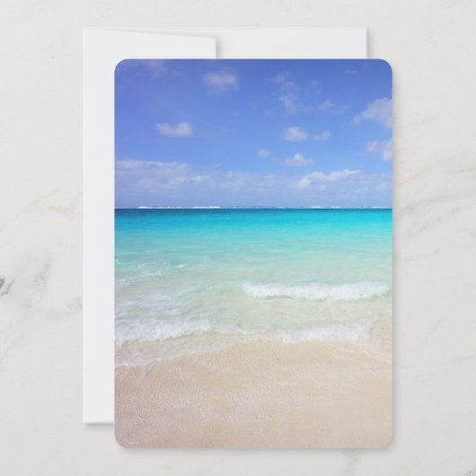 Azure Blue Caribbean Tropical Beach Wedding Einladung (Rückseite)