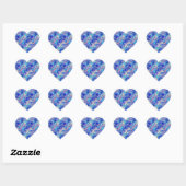 Azure Blue Crumpled Texture Herz-Aufkleber (Blatt)