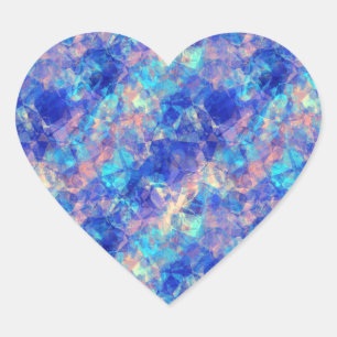 Azure Blue Crumpled Texture Herz-Aufkleber