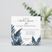 Azure Blue Fern Foliage Botanisches Brautparty Einladung (Stehend Vorderseite)