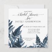 Azure Blue Fern Foliage Botanisches Brautparty Einladung (Vorderseite)