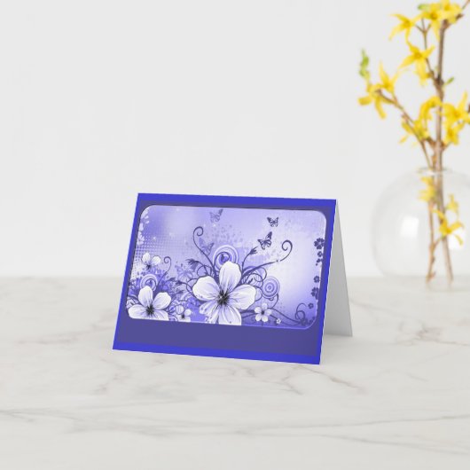 Azure Blue Floral Note Card Karte (Gelbe Blume)