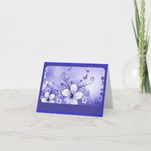 Azure Blue Floral Note Card Karte