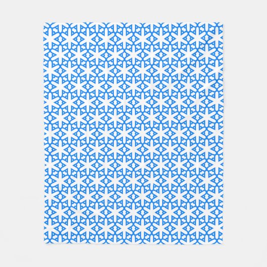 Azure Blue Geometic Blume Tile Fleecedecke (Vorderseite)