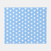 Azure Blue Geometic Blume Tile Fleecedecke (Vorderseite (Horizontal))