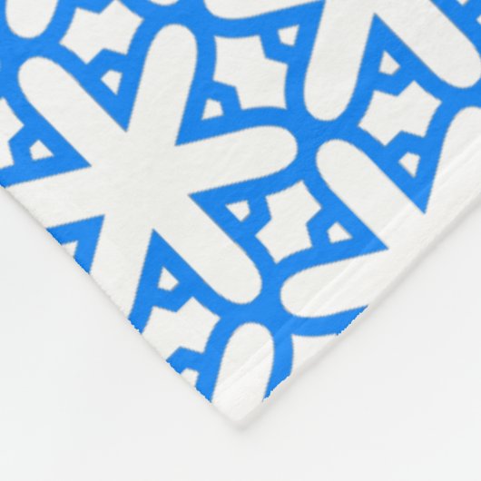 Azure Blue Geometic Blume Tile Fleecedecke (Ecke)
