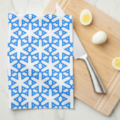 Azure Blue Geometic Blume Tile Geschirrtuch (Viertel Falte)