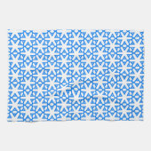 Azure Blue Geometic Blume Tile Geschirrtuch (Horizontal)